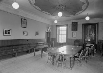 Interior view of Falkland Town Hall.