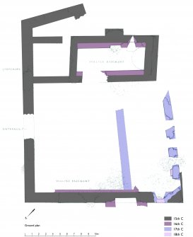 Crawford Castle: Phased ground floor plan (tiff version of GV006971)