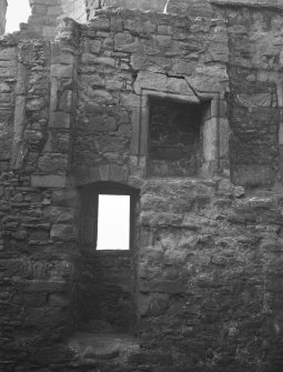 Preston Tower and dovecot. Interior.
View of fireplace.