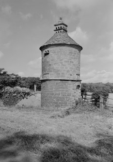 View of one of the twin dovecots, Balcaskie House.