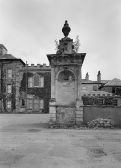 View of ornamental tower, Fullarton House, from west.