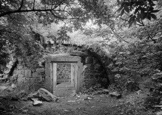 View of remains of Crosbie House adapted to icehouse, Fullarton House, from east.