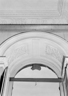 Interior view of Fullarton House showing detail of plasterwork above window in second floor central room.