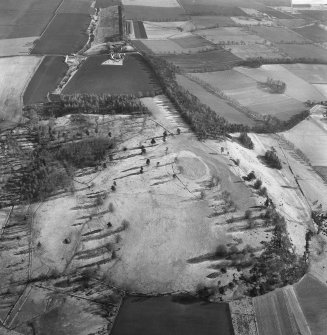Oblique aerial view of the remains of Dron Hill fort.