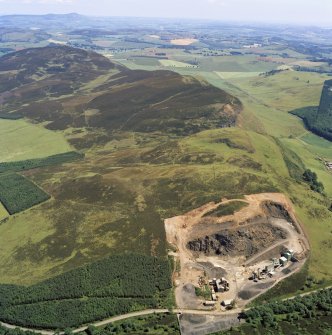 Oblique aerial view of the remains of the fort at Dunsinane Hill.