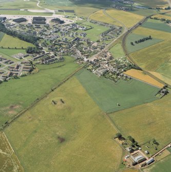 Oblique aerial view of the remains of Leuchars Castle.