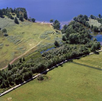 Oblique aerial view of the remains of the henge at Achilty.