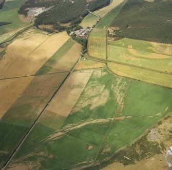 Oblique aerial view of the cropmarks at Milltown.
