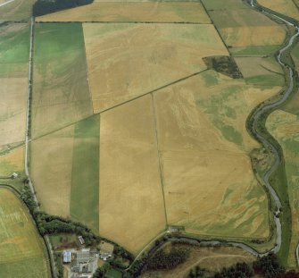 Oblique aerial view of the cropmarks at Milltown.
