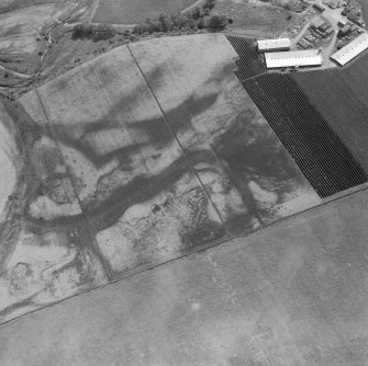 Oblique aerial view of the cropmarks at Leadketty.