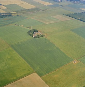 Oblique aerial view of Normandykes Roman temporary camp.