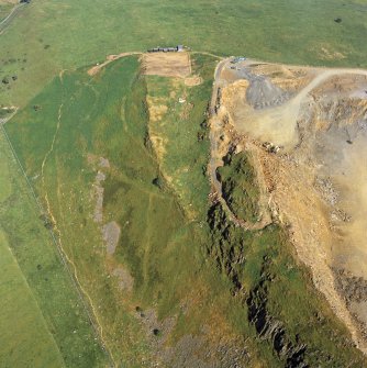 Oblique aerial view of the excavations at Kaimes Hill fort.