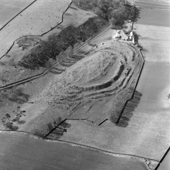 Oblique aerial view of the remains of the fort at The Chesters, Drem.