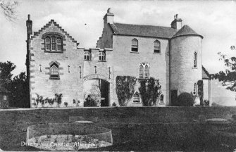 Copy of postcard showing general view inscribed: 'Duchray Castle, Aberfoyle.'