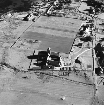 Oblique aerial view of Iona Abbey, taken from the north, centred on the abbey.