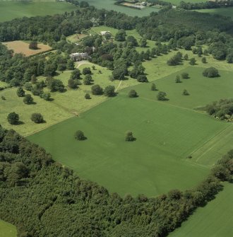 Oblique aerial view of Colstoun House and garden.