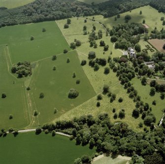 Oblique aerial view of Colstoun House and garden.