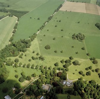Oblique aerial view of Colstoun House and garden.
