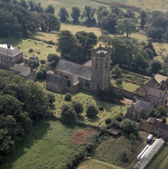 Oblique aerial view of Culross Abbey