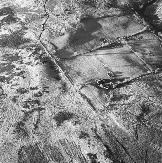 Machrie Moor and Moss Farm, oblique aerial view, centred on stone circle 5.