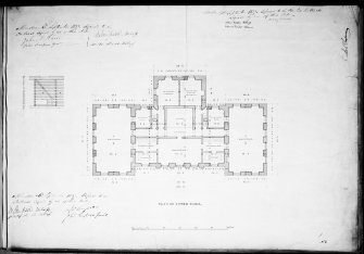 Aberdeen, Albyn Place, Mrs Elmslie's Institution.
Photographic copy of a plan showing upper floor, Archibald Simpson.1837.
Insc: 'Plan of Upper Floor'.