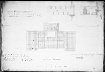 Aberdeen, Albyn Place, Mrs Elmslie's Institution.
Photographic copy of a plan showing joisting of upper floor, Archibald Simpson.1837.
Insc: 'Joisting of Upper Floor'.