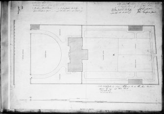 Aberdeen, Albyn Place, Mrs Elmslie's Institution.
Photographic copy of block plan and section of ground. Archibald Simpson.1837.
Insc: 'Section of Ground'.