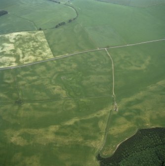 Oblique aerial view of the cropmarks at Kirklands