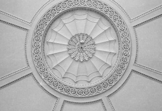 Interior view of Montgomerie House showing detail of ceiling rose in entrance hall.