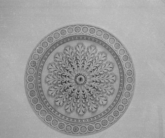 Interior view of Montgomerie House showing detail of ceiling rose.