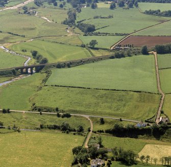 Oblique aerial view of the Roman fort at Birrens.
