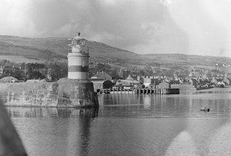 General view of Ardrishaig harbour including the lighthouse.