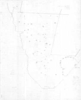 Survey drawing at 1:1000; site plan of Elsness, Sanday indicating position of Quoyness chambered cairn and sites to the S and W, covering an area of about 0.3 sq. km.