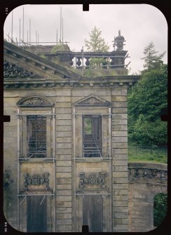 View from NE showing stabilised remains of main block, Mavisbank House.