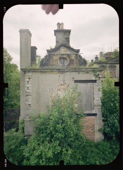 View from NE showing remains of pavilion with main block in background, Mavisbank House.