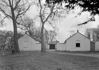 General view of outhouses or offices at Old Kirkhouse, Cheapside Streeet, Eaglesham, from north.