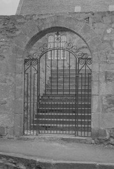 St Adrians Churchyard arched entrance gate, SW cor, N E Fife, Fife