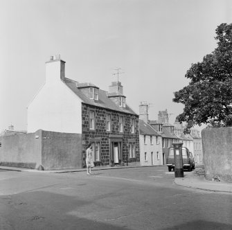 General view of fronts to 1-2 George Street, Banff.