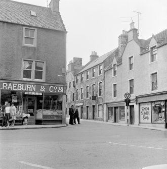 General view of 5 and 7 Boyndie Street from High Street, Banff.