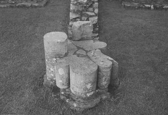View of pier base within former East Arcade, South Transept, Glenluce Abbey, Old Luce, Dumfries and Galloway