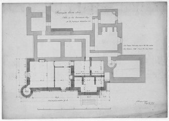 Digital copy of plan of basement showing proposed additions by William Burn.
Insc: 'Barrogill Castle No.1' and '76 George Street May 28 1819'.
Pencil, ink, colour wash on paper
(360 x 510)