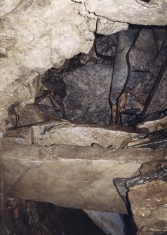 Detail of the two lintels spanning void over upper flight of steps.