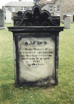 Detail of headstone.