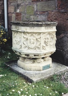 Detail of font on NW side of church.