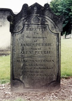 View of headstone.