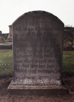 View of headstone.