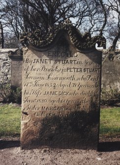 View of headstone.