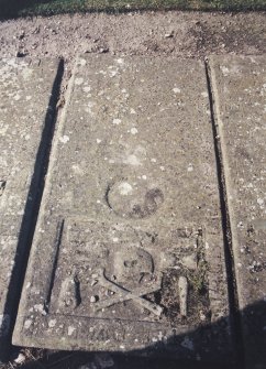 View of grave slab.