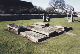 View of grave slabs.