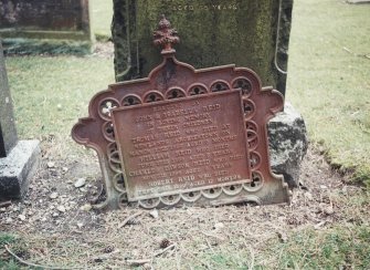 Detail of iron headstone.